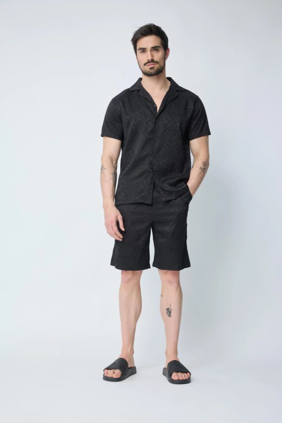 Set van effen shirt en korte broek met patroon