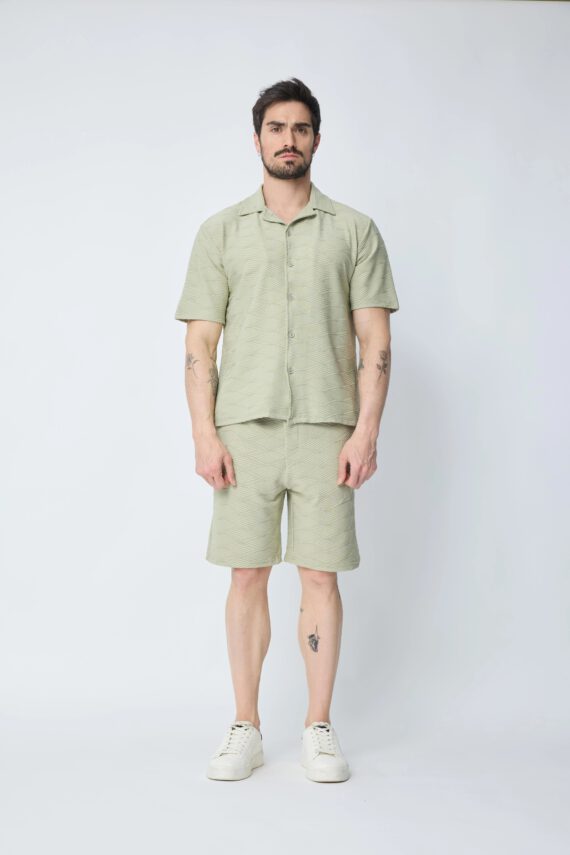 Set van effen shirt en korte broek met patroon