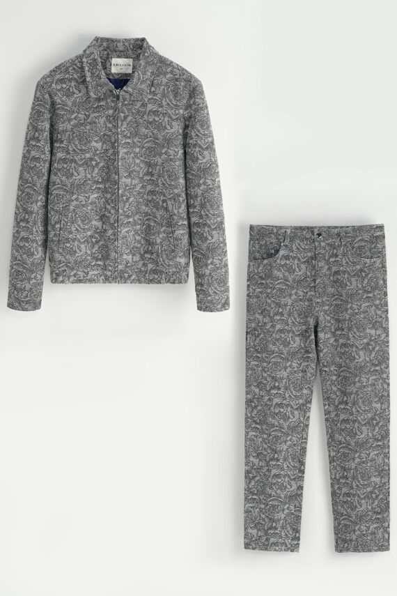 Set van een jas en broek zonder capuchon met bloemenmotief