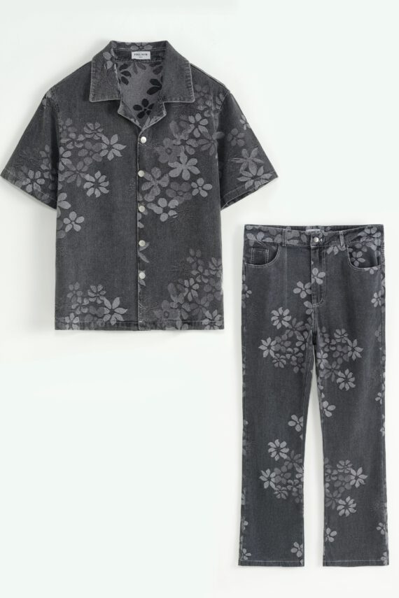 Set van jasje en broek met bloemenmotief