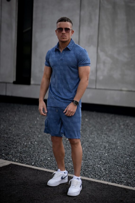 Polo-shortset met geometrisch patroon