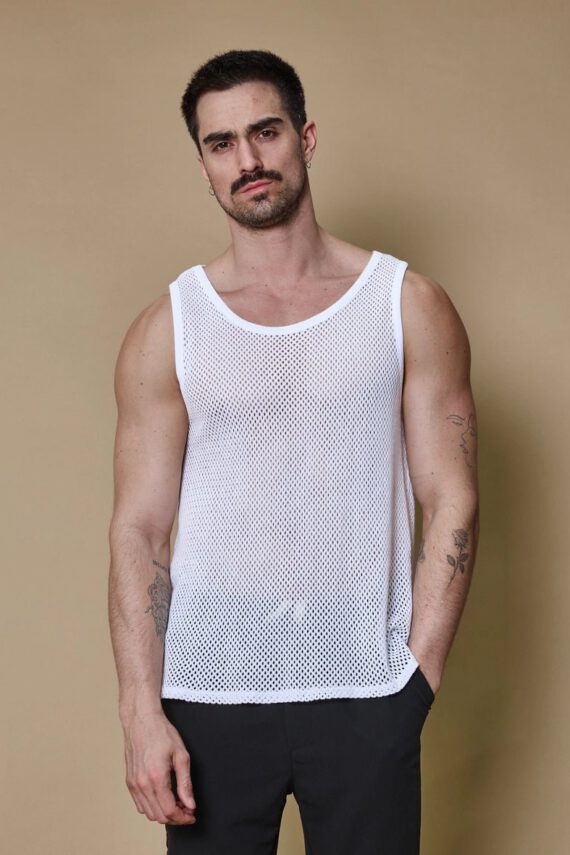 Effen mouwloos t-shirt met korte gaten