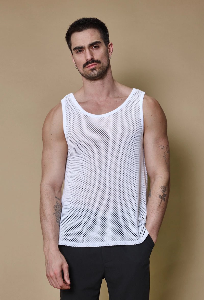 Effen mouwloos t-shirt met korte gaten