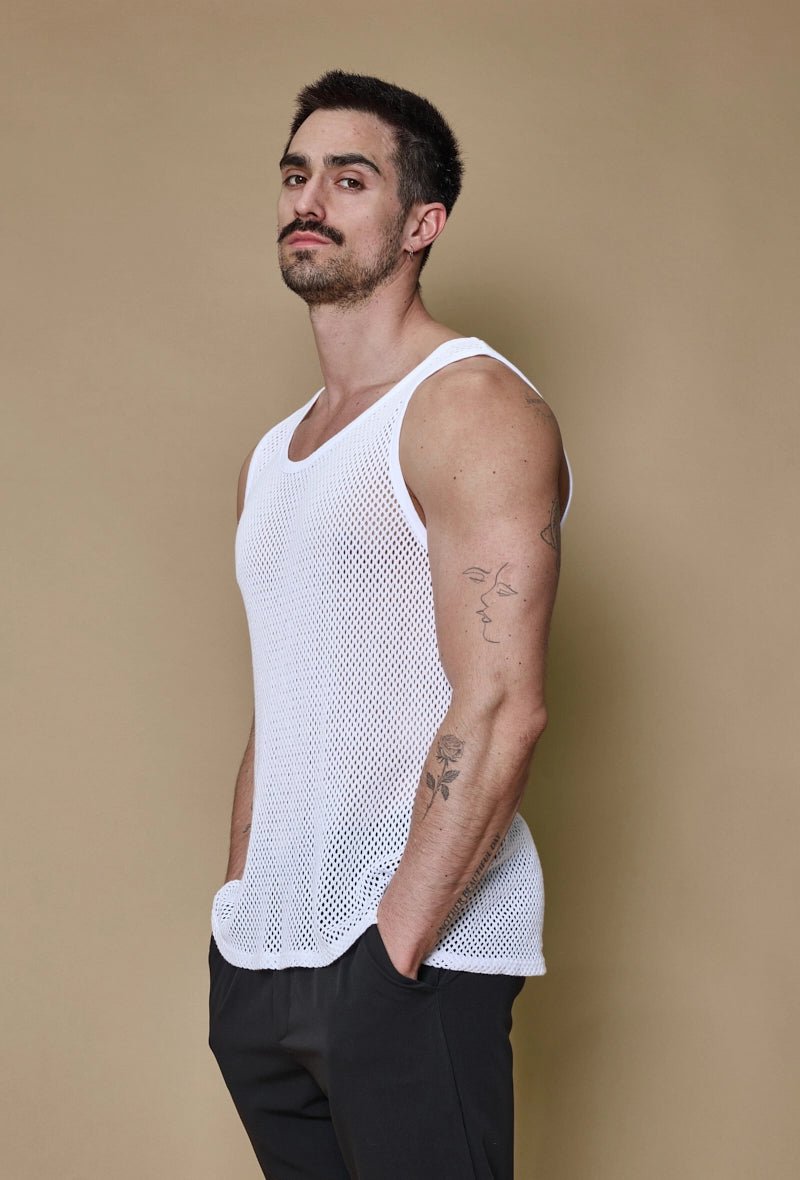 Effen mouwloos t-shirt met korte gaten - Afbeelding 2