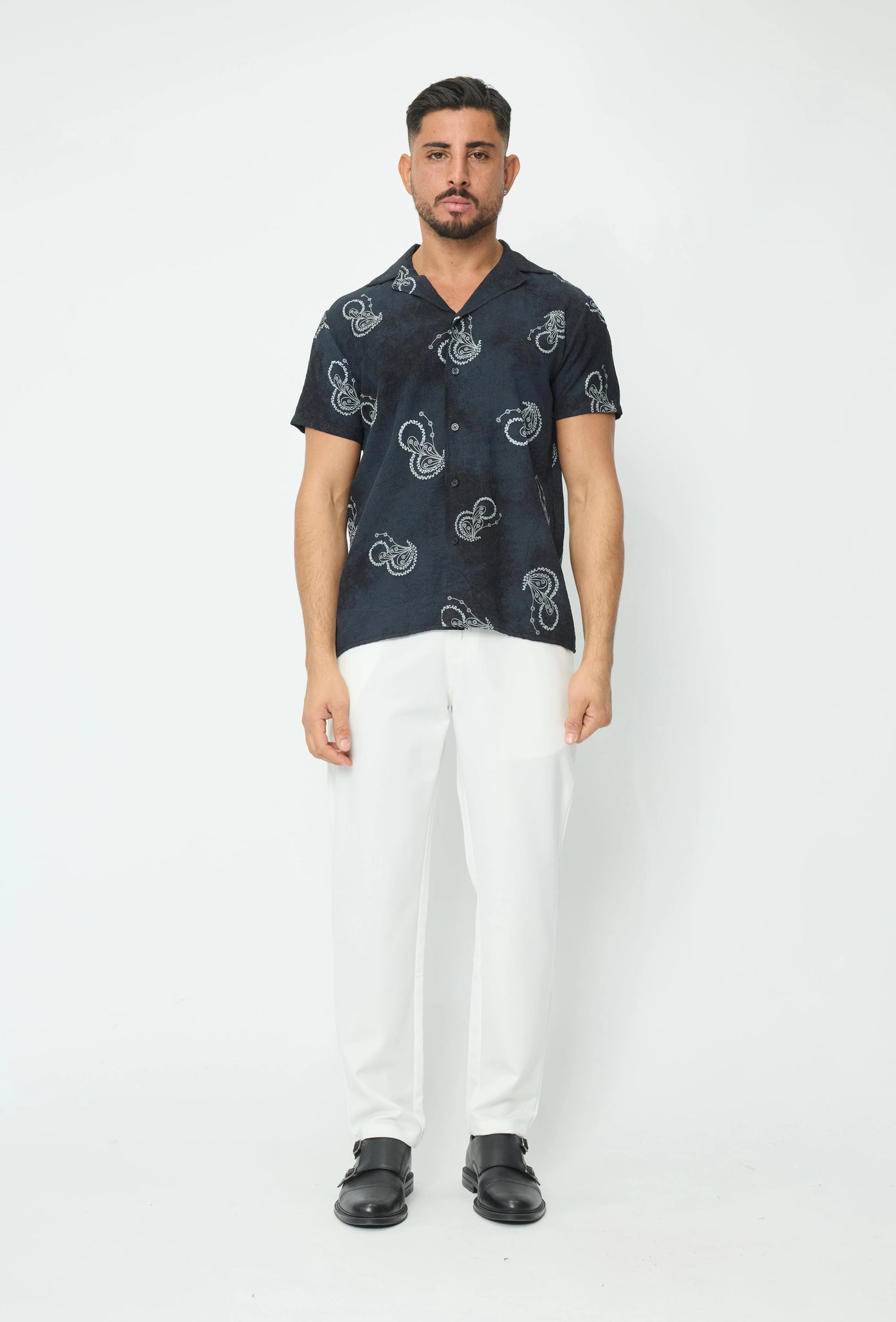 Trendy overhemd met korte mouwen en linnenmotief - Afbeelding 2