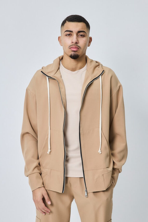 Canvas sportjack met capuchon