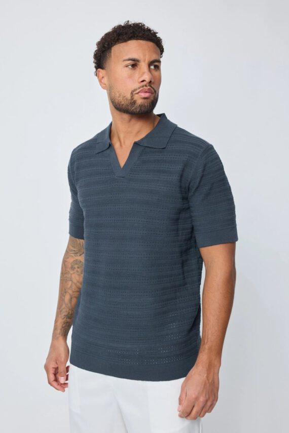 Basic poloshirt met open kraag en manchetten