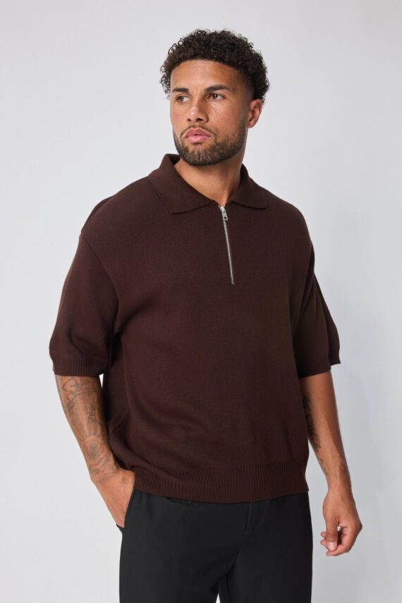 Effen poloshirt met ritssluiting