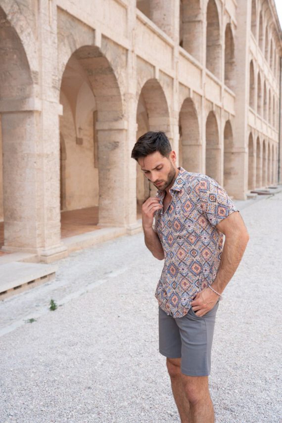 Abstract print shirt met zakje