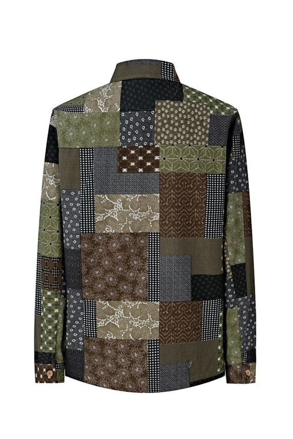 Patchwork shirt met lange mouwen in verschillende patronen en stoffen