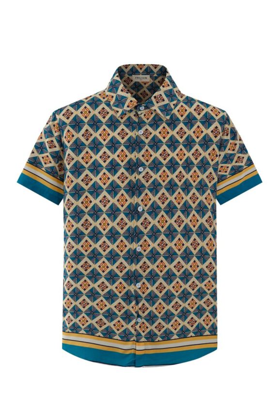 Vrijetijdsshirt met mozaïekprint