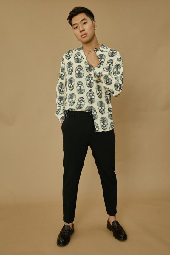 Casual overhemd met schedelprint