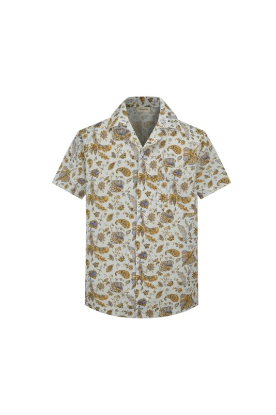 Casual linnen paisley-print overhemd