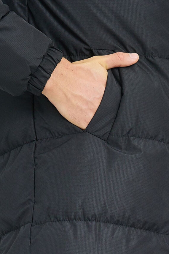 Ultralange donsjas met capuchon
