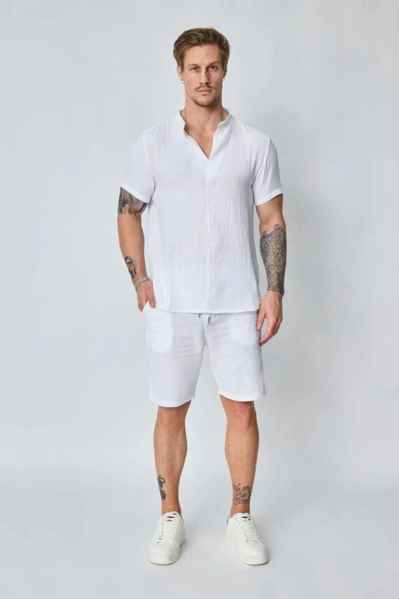 Ensemble t-shirt short uni gaz de coton - Frilivin