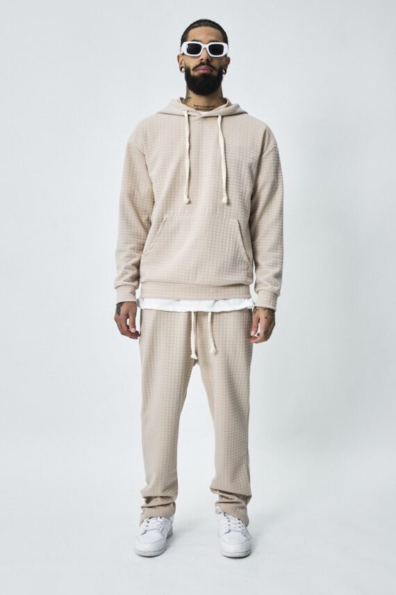 Ensemble tendance sweat jogging à carreaux matelassés - Frilivin