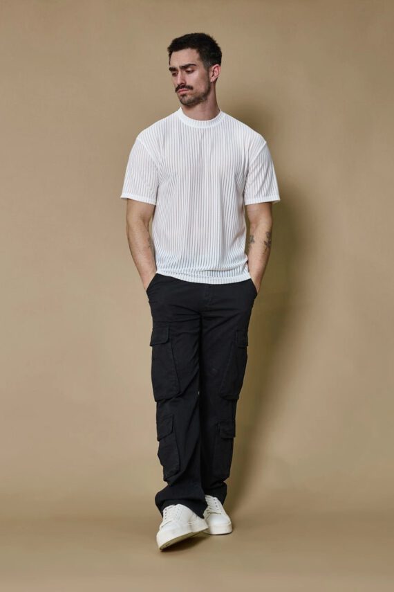 Oversized effen gestreept T-shirt