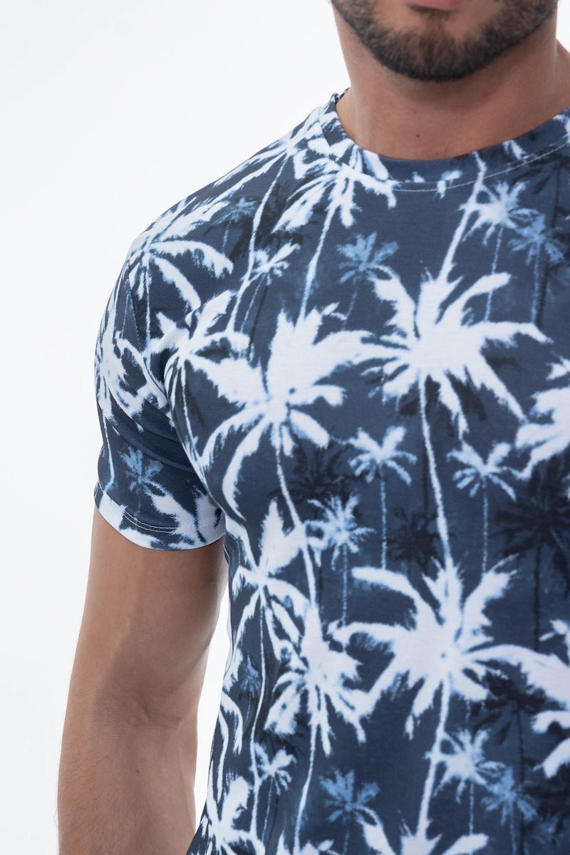 T-shirt met korte mouwen en palmboompatronen - Afbeelding 9