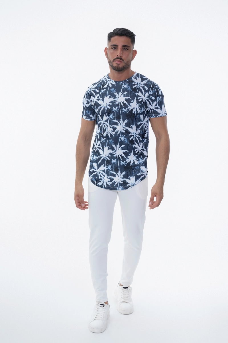 T-shirt met korte mouwen en palmboompatronen - Afbeelding 4