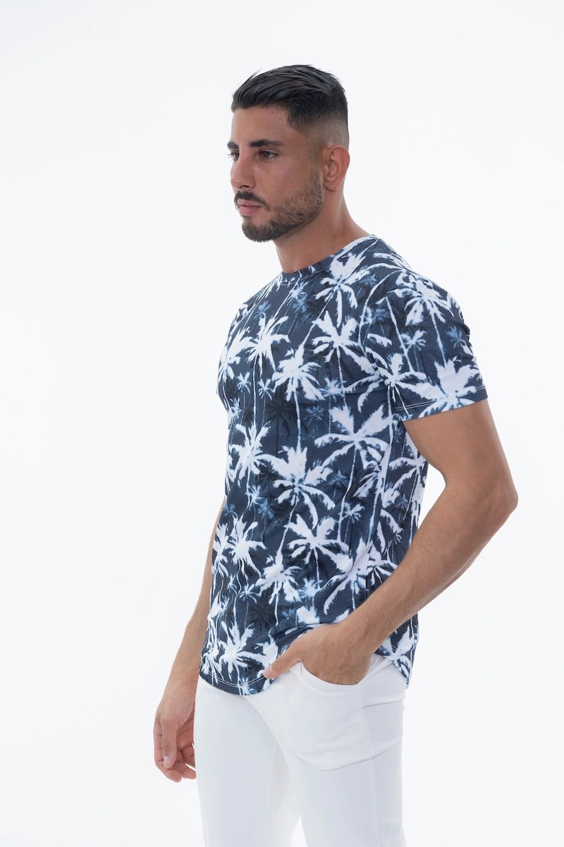 T-shirt met korte mouwen en palmboompatronen - Afbeelding 3
