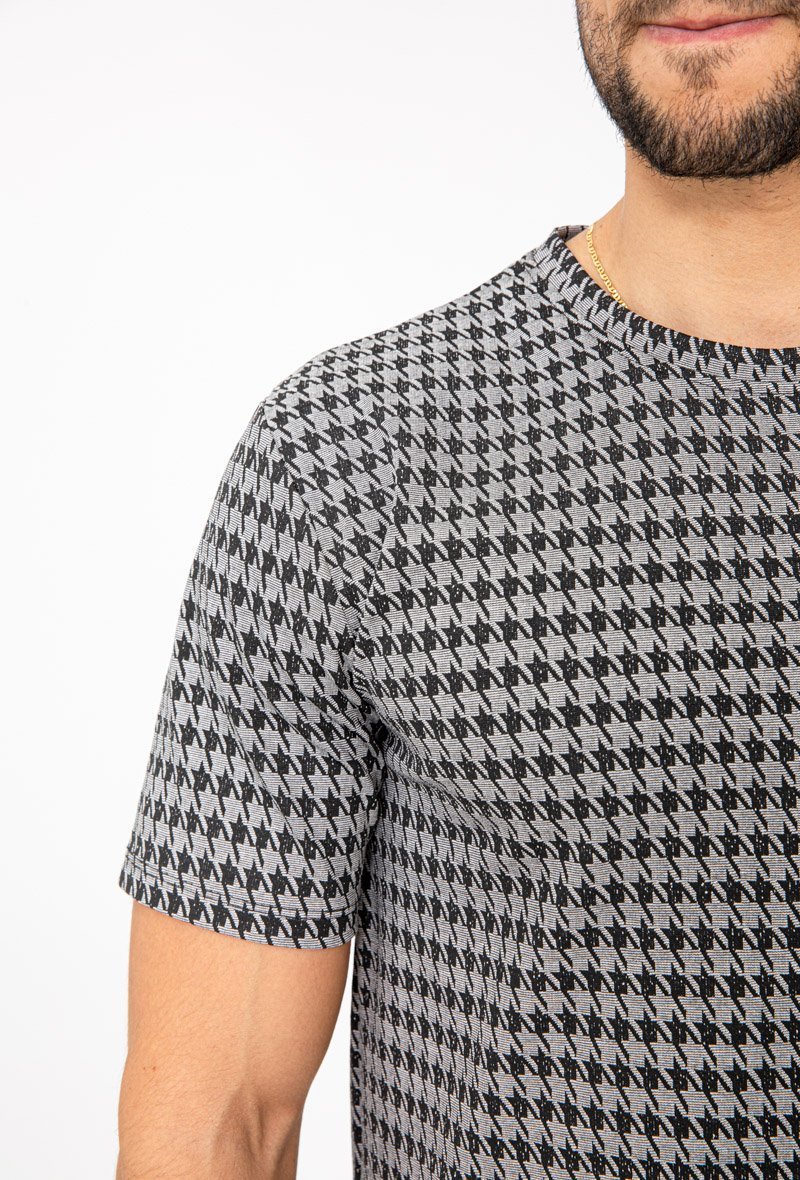 T-shirt met pied-de-poule-ruit - Afbeelding 4