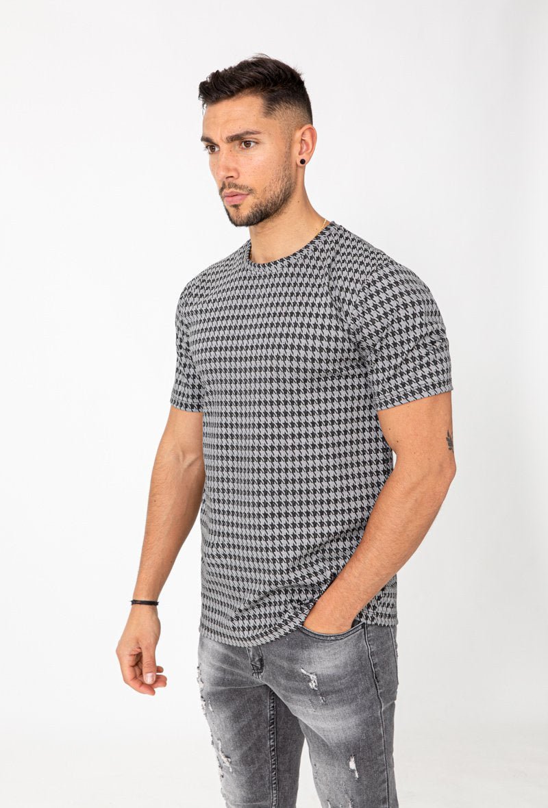 T-shirt met pied-de-poule-ruit - Afbeelding 2