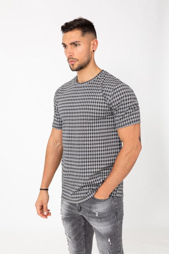 T-shirt met pied-de-poule-ruit
