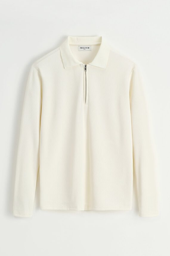 Poloshirt met lange mouwen en kraag met rits