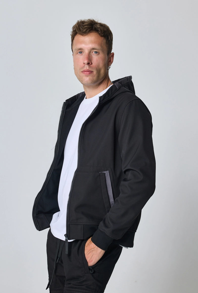 Kort effen jasje met fleece capuchon - Afbeelding 3