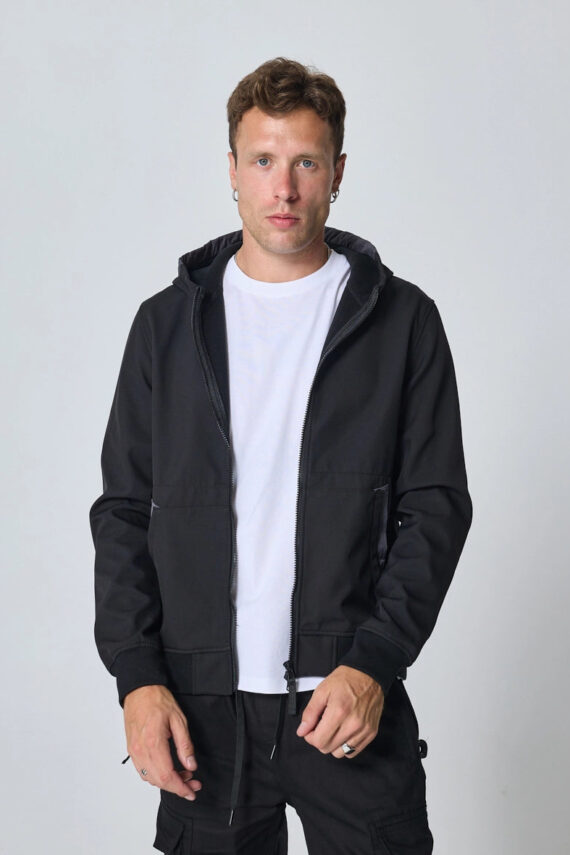 Kort effen jasje met fleece capuchon