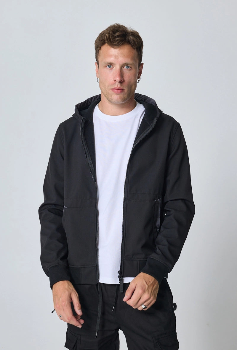 Kort effen jasje met fleece capuchon