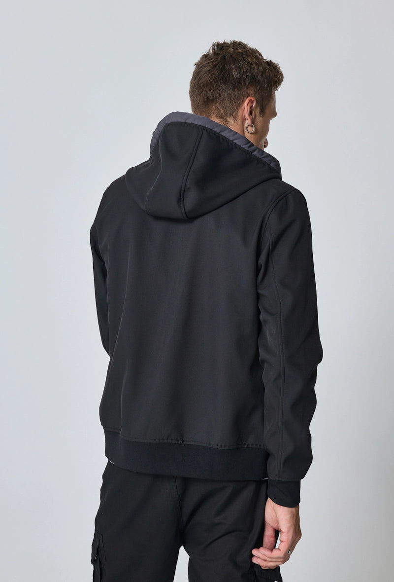 Kort effen jasje met fleece capuchon - Afbeelding 4