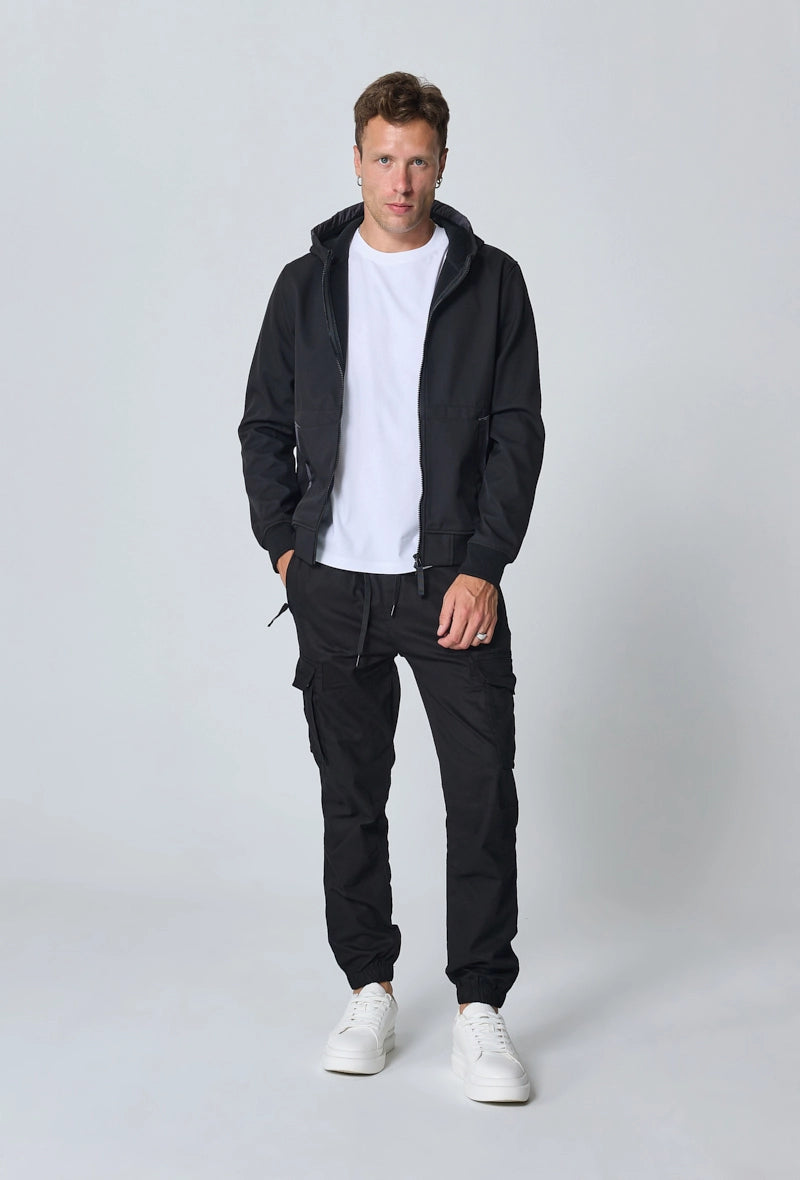 Kort effen jasje met fleece capuchon - Afbeelding 2