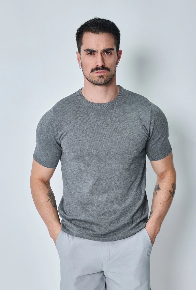 Effen gebreid T-shirt met korte mouwen - Afbeelding 2