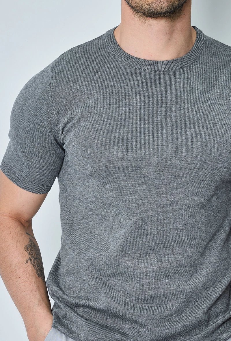 Effen gebreid T-shirt met korte mouwen - Afbeelding 3