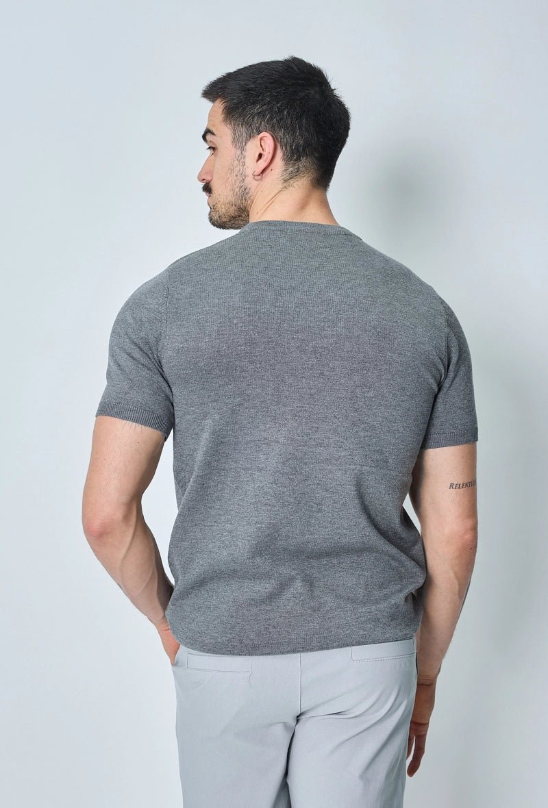 Effen gebreid T-shirt met korte mouwen - Afbeelding 5