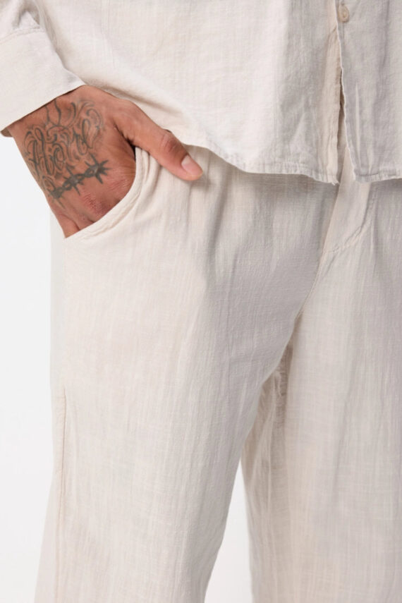 Casual broek met linneneffect