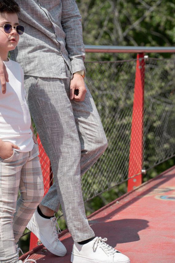 Casual broek met linneneffect